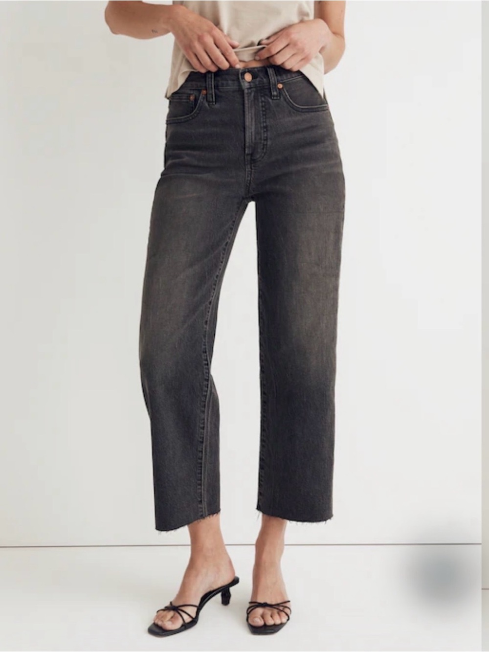 Madewell the Perfect Vintage Wide- Leg Crop Jean Size 31 Bentley Wash Black